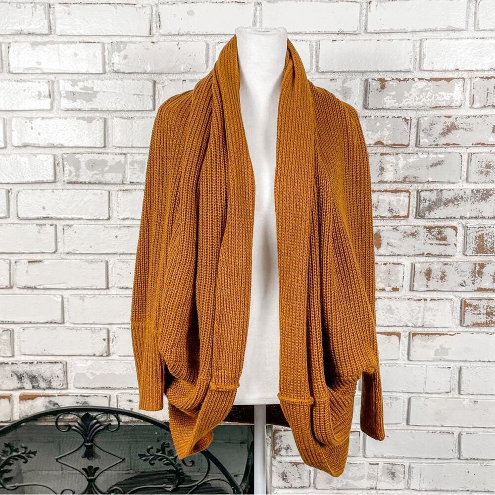 Cozy True Fall Orange Spice Shrug Cardigan Sweater 3/4 Sleeve Layering S